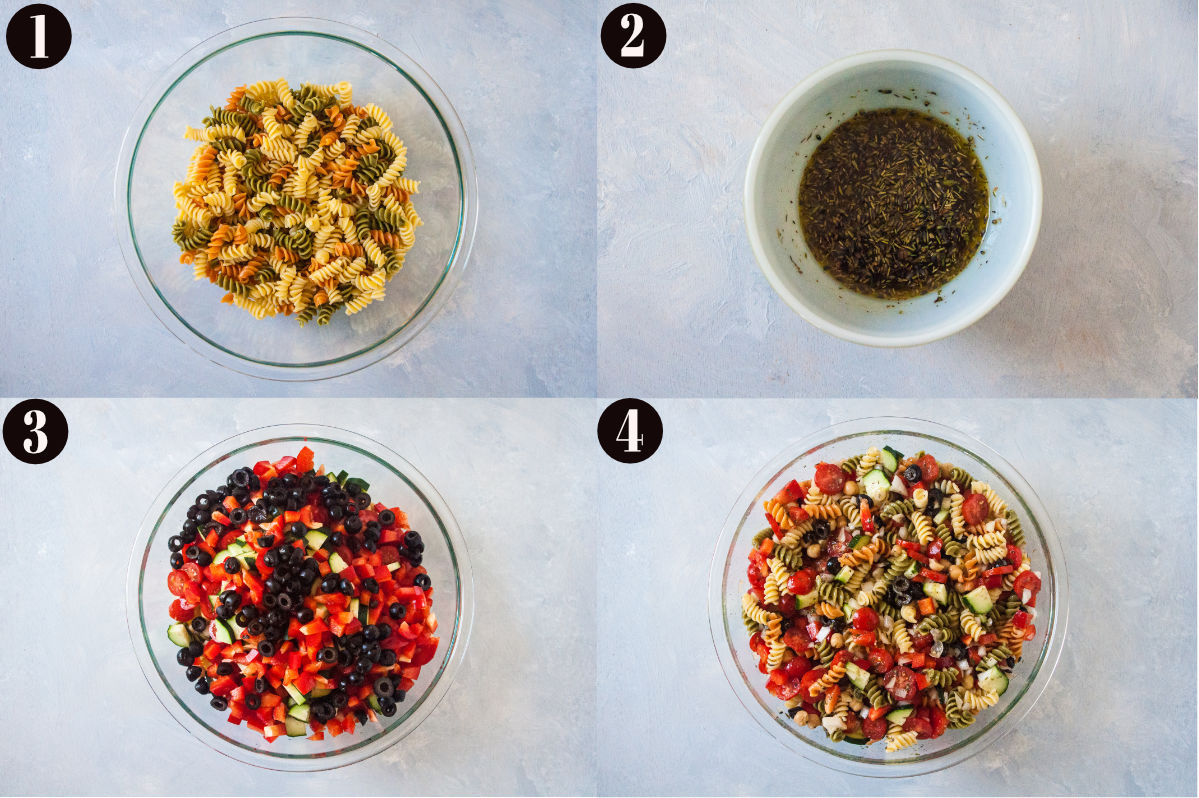Mediterranean Pasta Salad step-by-step process