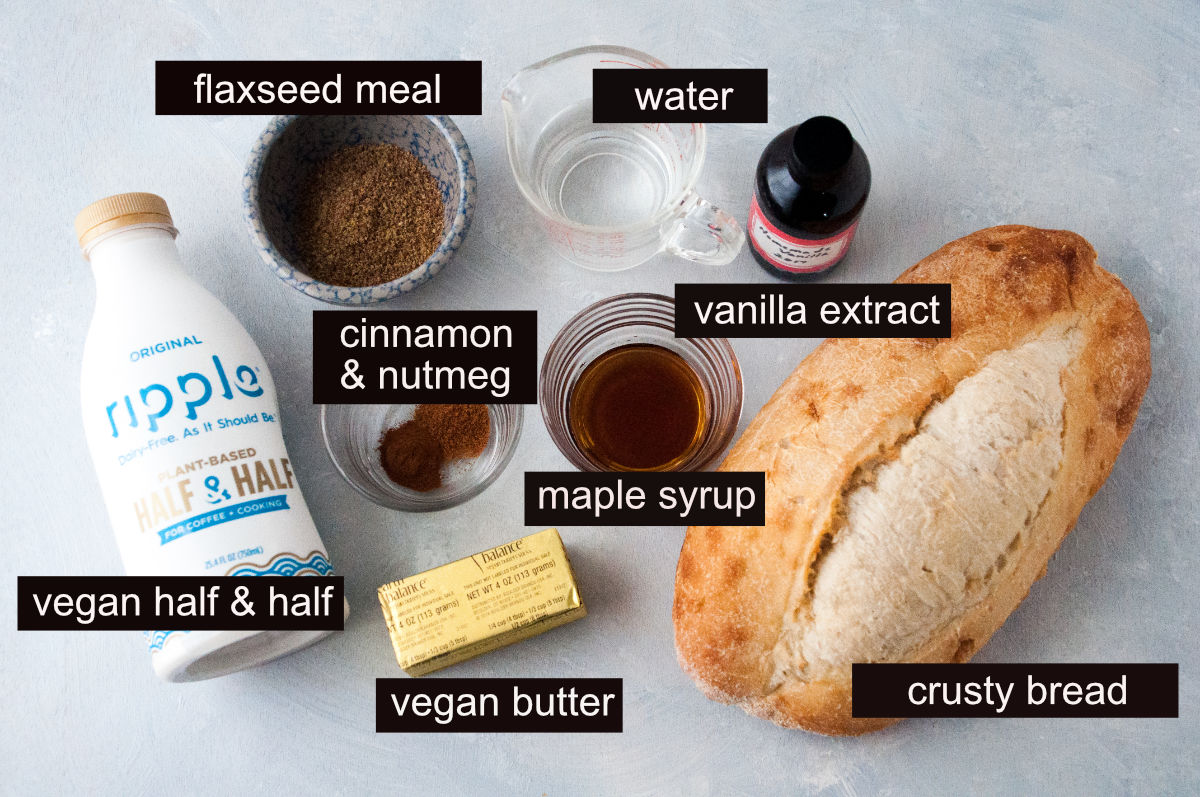 Ingredients for vegan french toast
