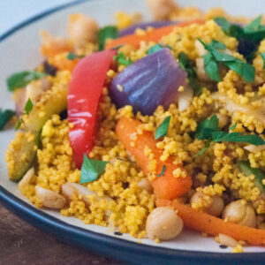 Close up of Tunisian Couscous Salad on a plate