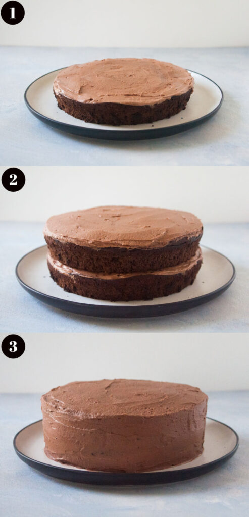Step by step assembly of the cake